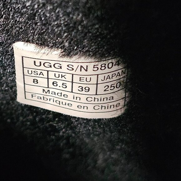 UGG Australia Classic Tall Black Suede Sheepskin Boots‎ Faded Womens Size 8 - Picture 12 of 12